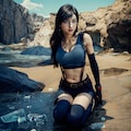 セクシーで魅惑的なFF7のティファのコスチュームを身にまとったコスプレイヤーのアートイラスト 4枚目