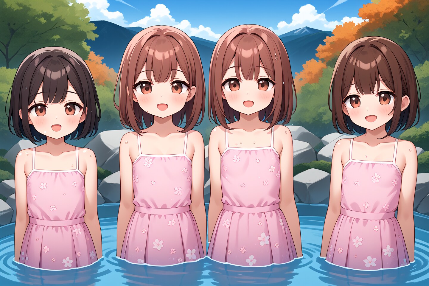 温泉で出迎え