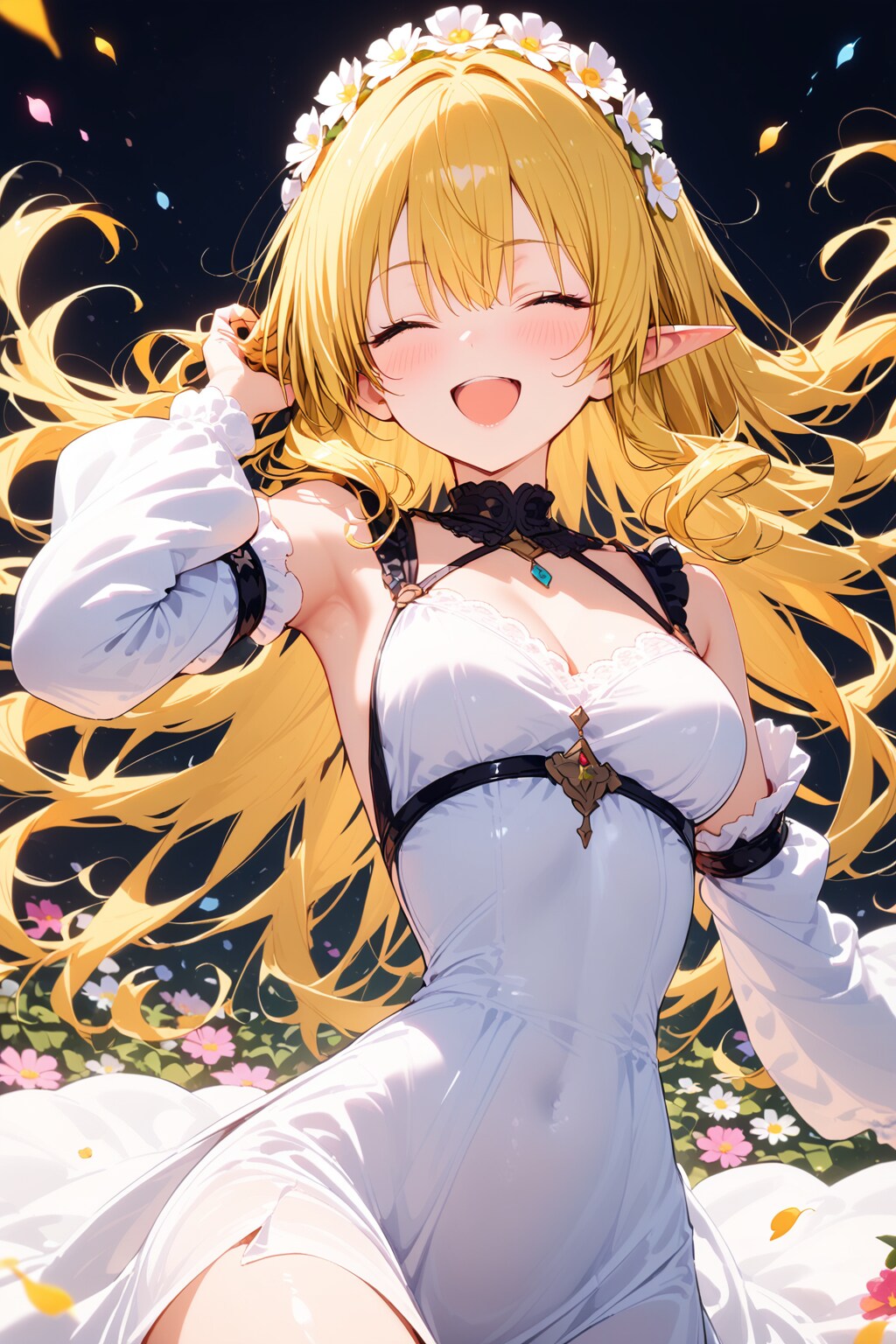 お花とエルフ姫 | の人気AIイラスト・グラビア