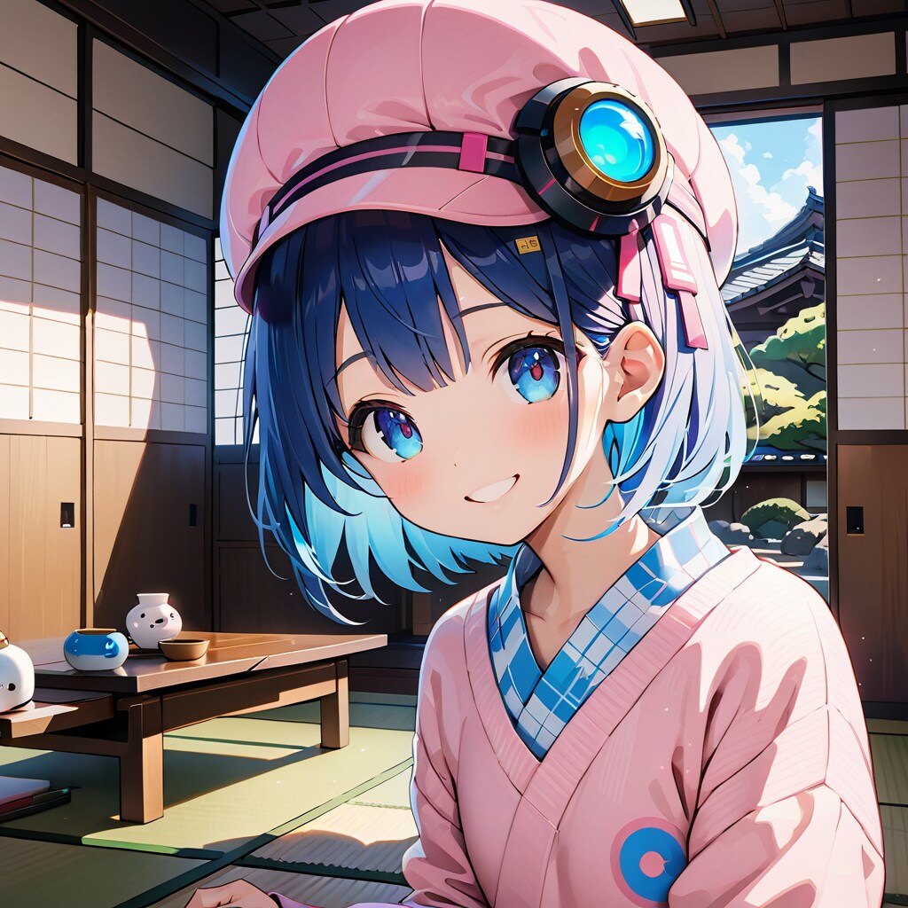 和室とベレー帽