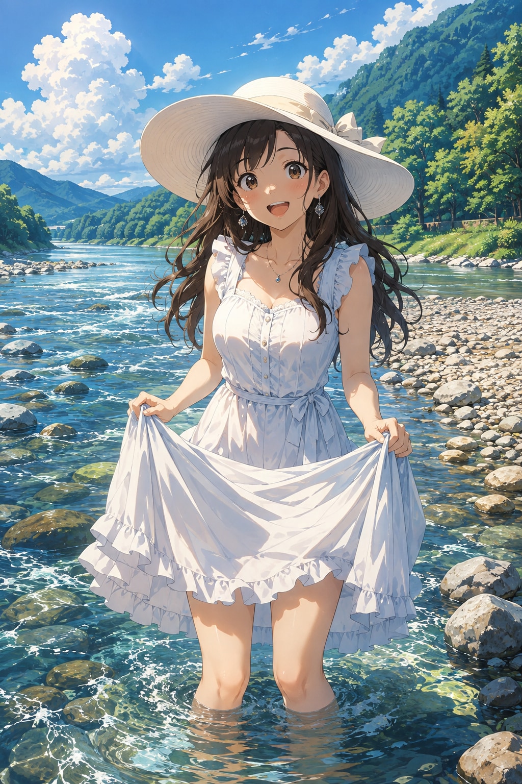 お嬢様の川遊び