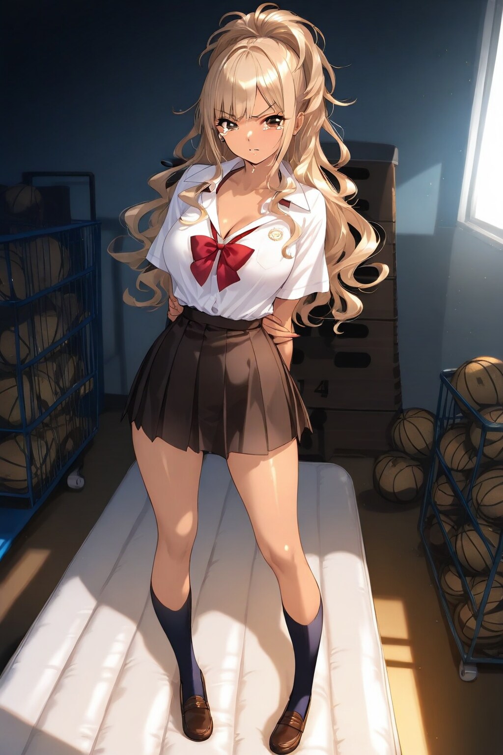 言われるがまま体育倉庫に来たYuiちゃん。そこには複数の男たちが…