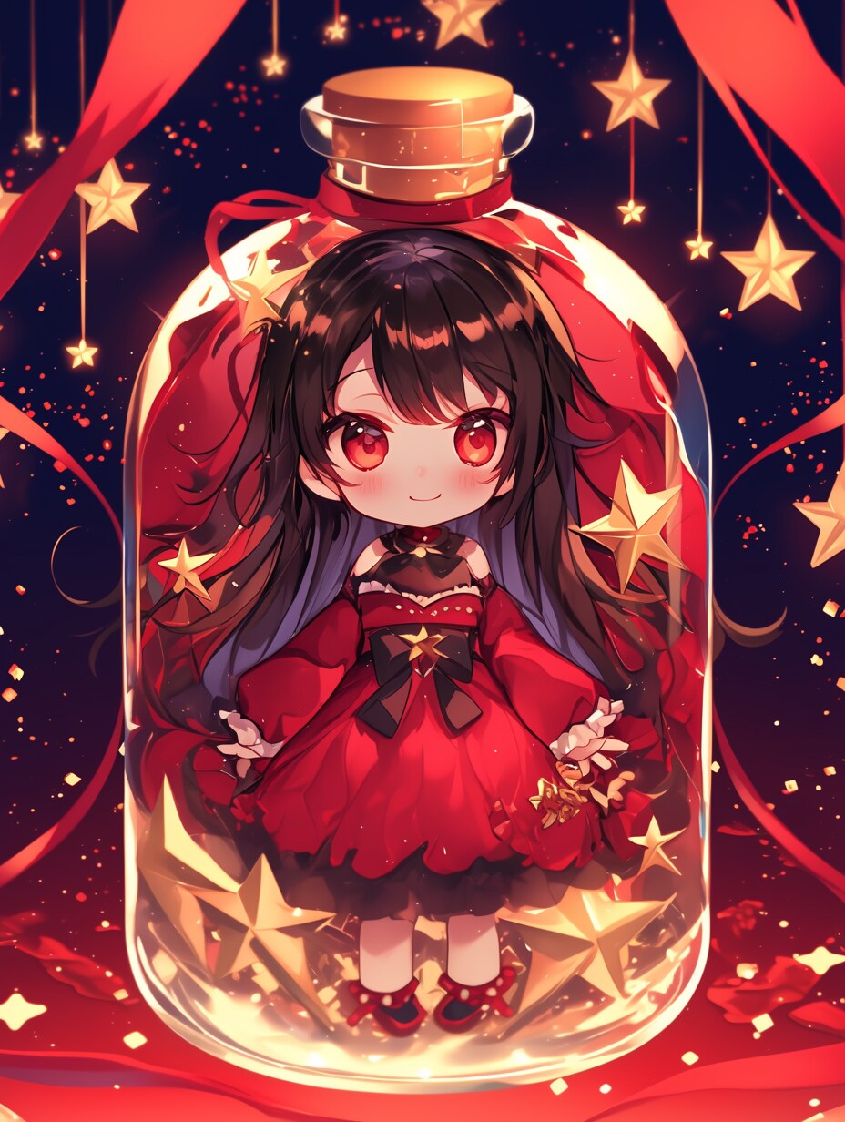 「瓶詰の少女」紅108 | の人気AIイラスト・グラビア