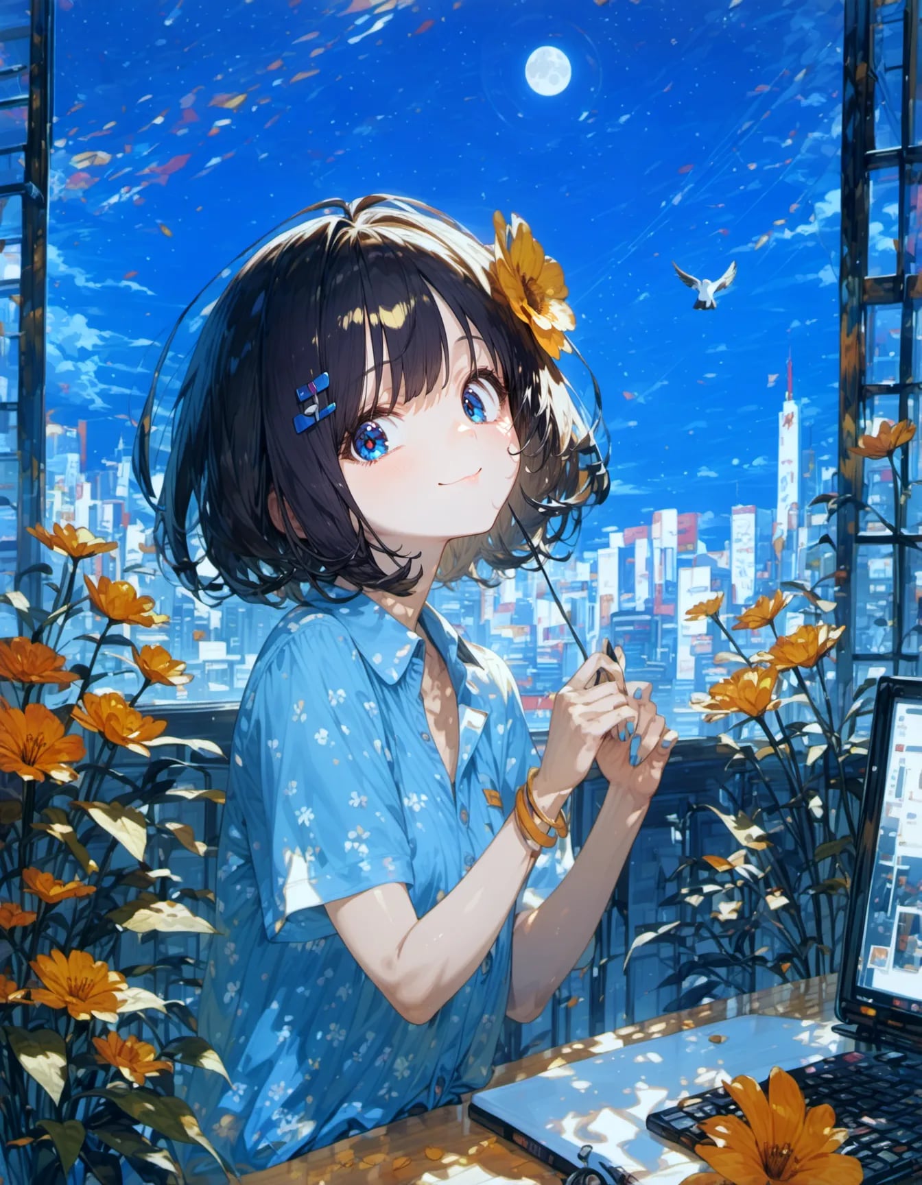 Digital Midnight in Bloom | の人気AIイラスト・グラビア