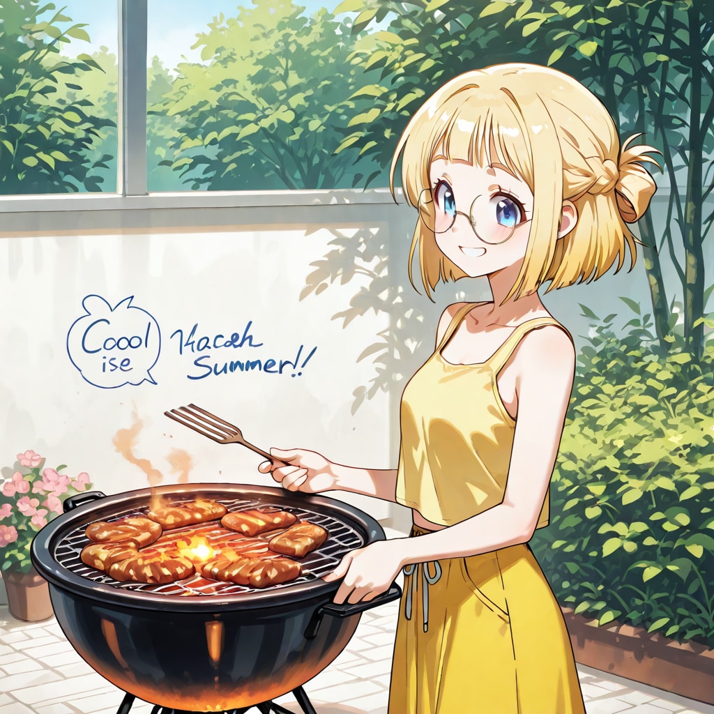 バーベキューをするミッシェルさん