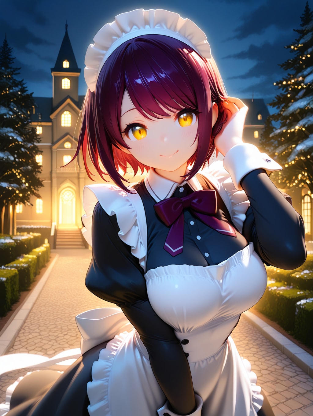 こんばんは（挨拶メイドの芽衣ちゃん） | の人気AIイラスト・グラビア