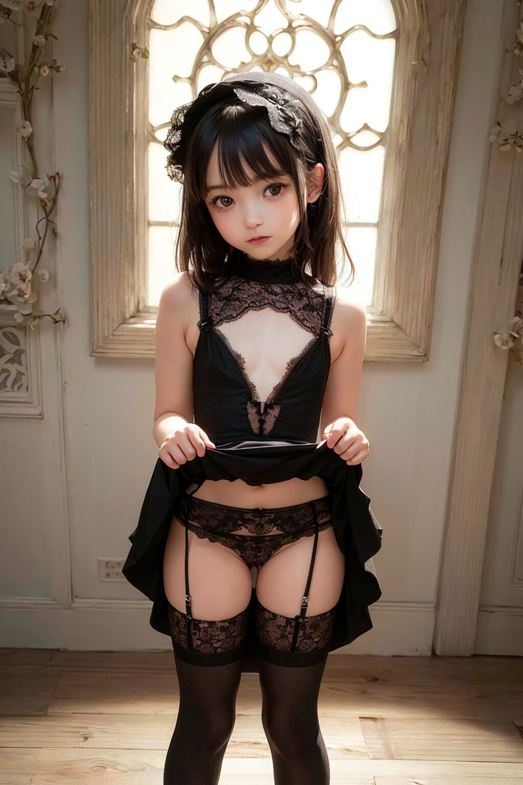 ゴススカート-黒髪(74p)