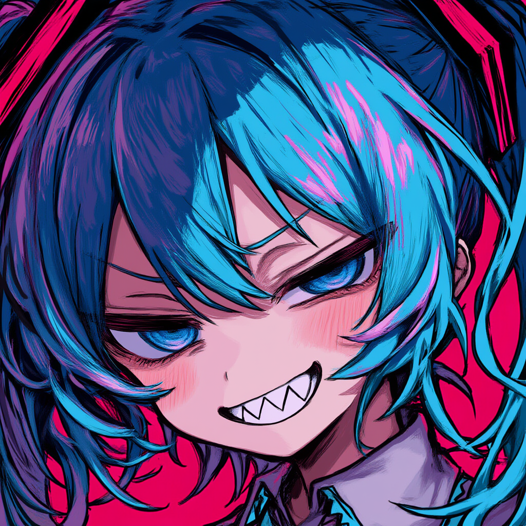 ボカロ　初音ミク　ジト目＋ギザ歯