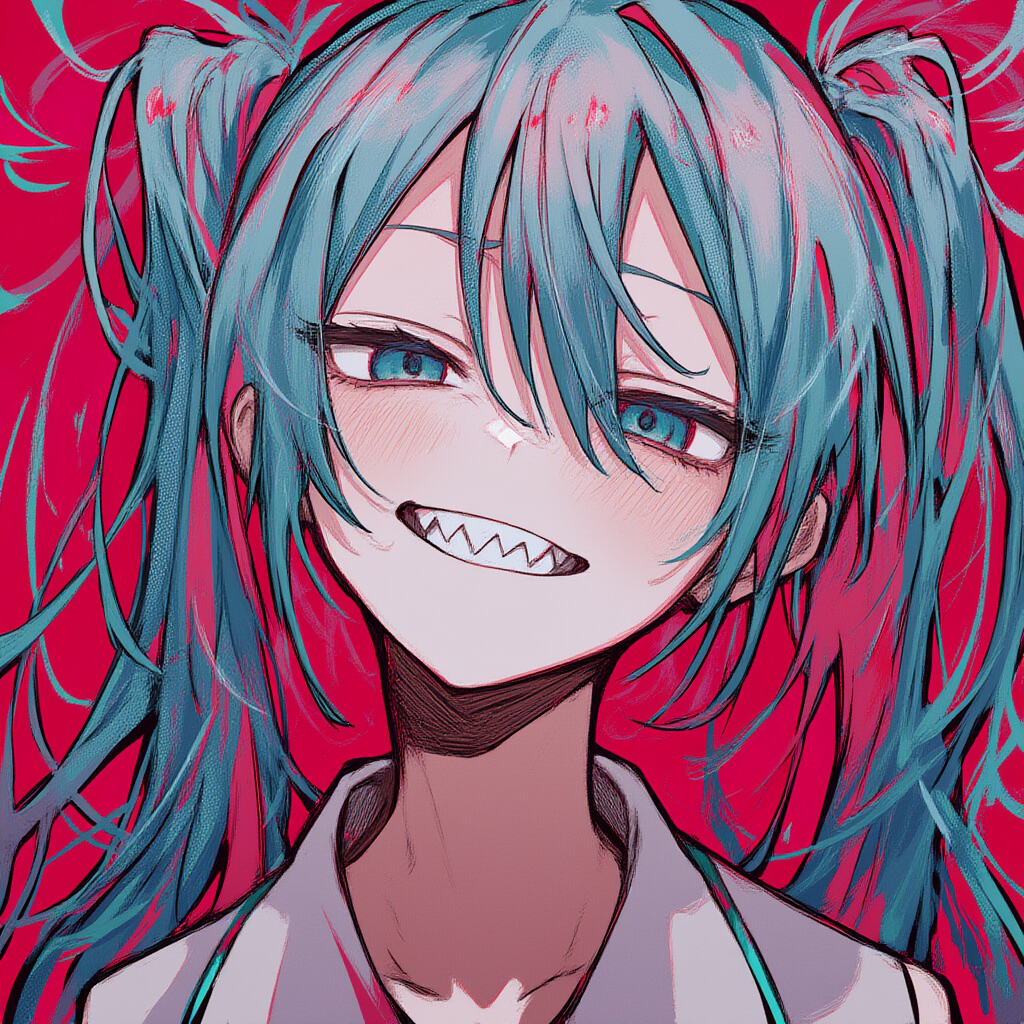 ボカロ　初音ミク　ジト目＋ギザ歯