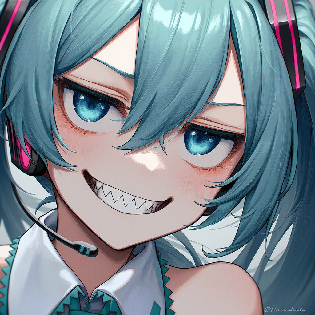ボカロ　初音ミク　ジト目＋ギザ歯