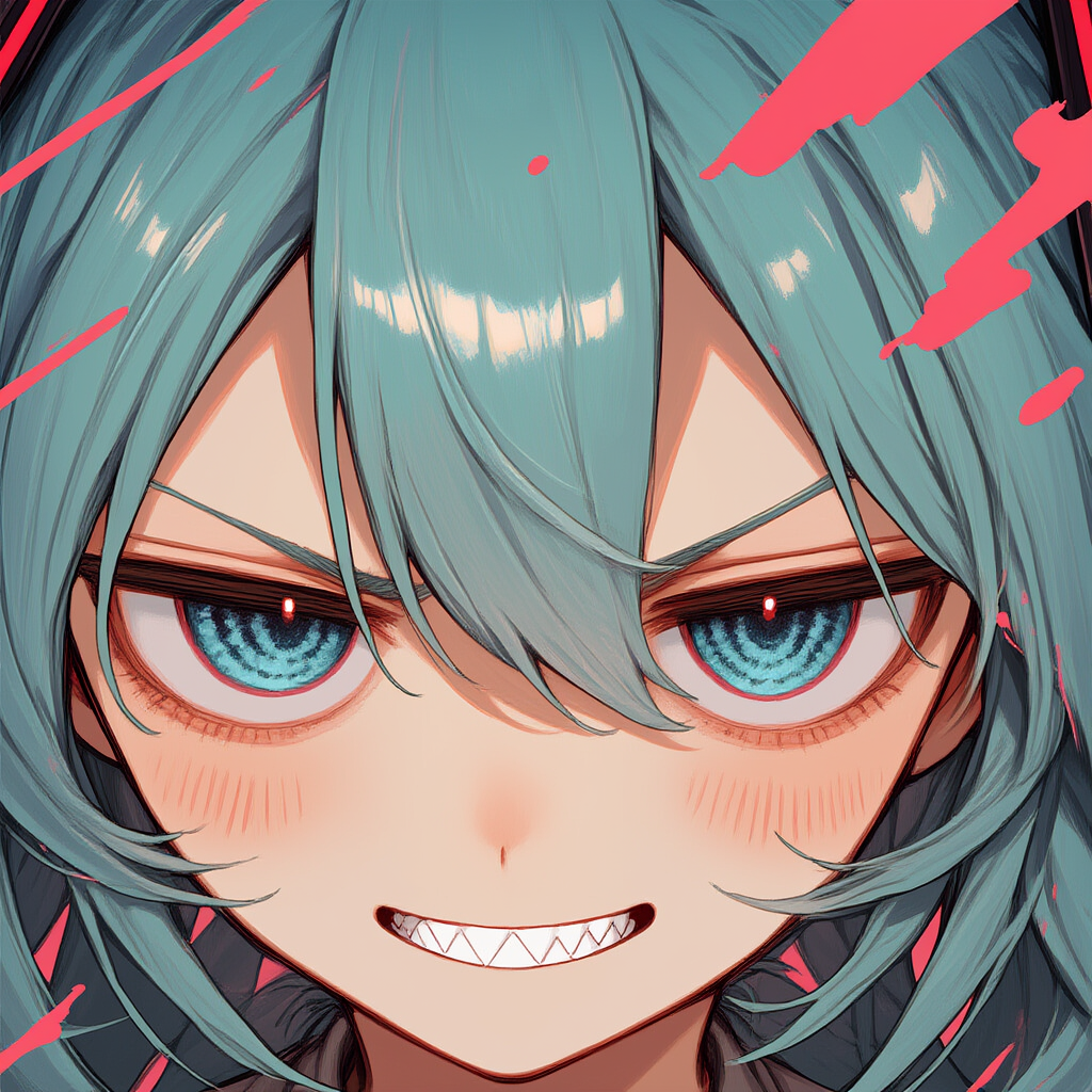 ボカロ　初音ミク　ジト目＋ギザ歯