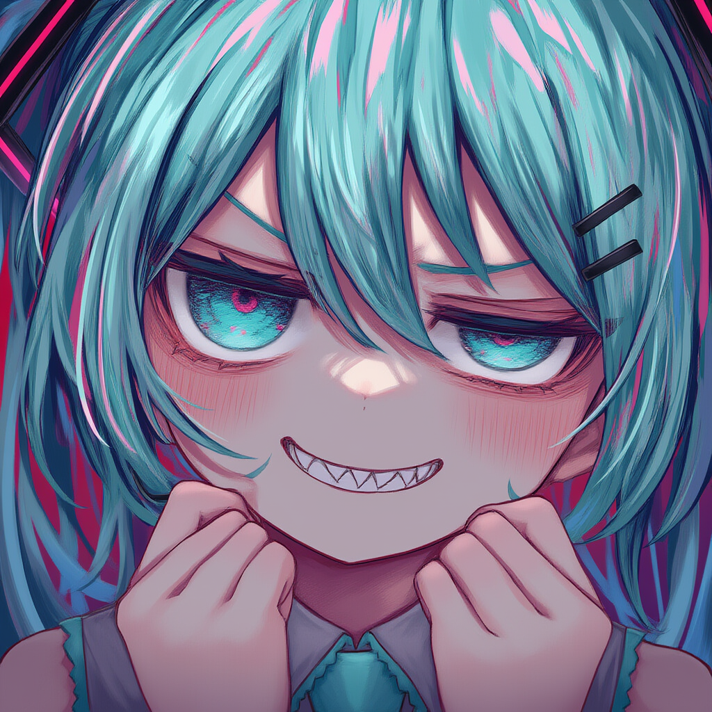 ボカロ　初音ミク　ジト目＋ギザ歯