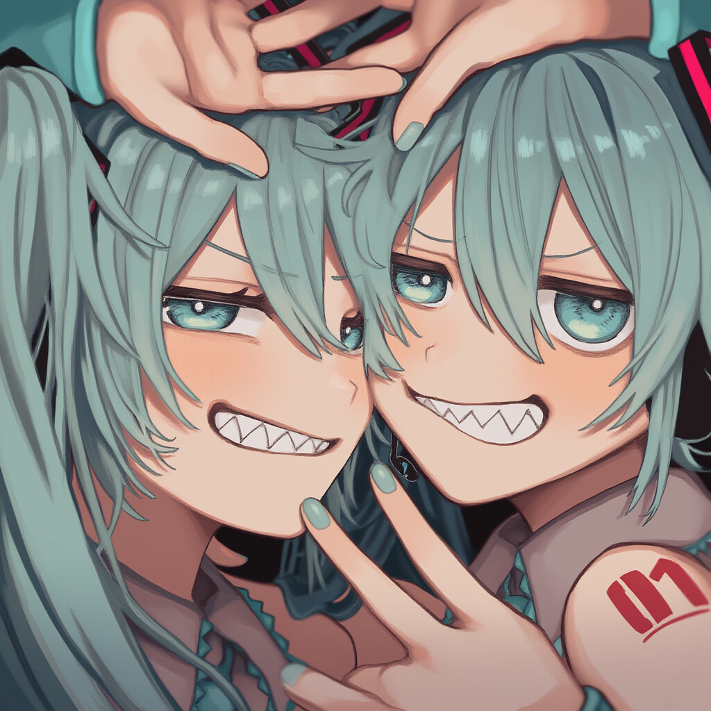 ボカロ　初音ミク　ジト目＋ギザ歯