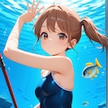 海辺で活動するスク水サイドポニー女子 3枚目