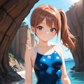 海辺で活動するスク水サイドポニー女子 6枚目