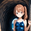 海辺で活動するスク水サイドポニー女子 12枚目