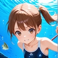 海辺で活動するスク水サイドポニー女子 2枚目