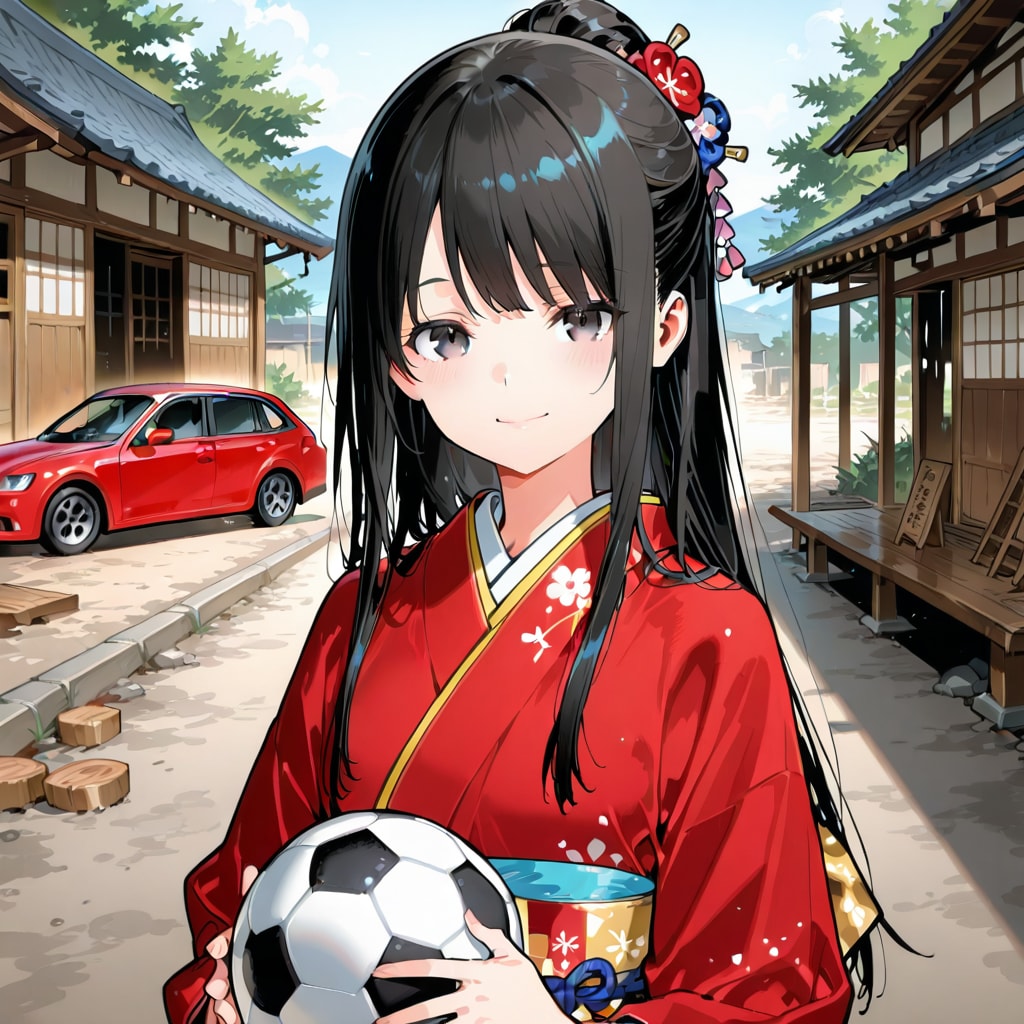 サッカーボールを持つ廃村ちゃん