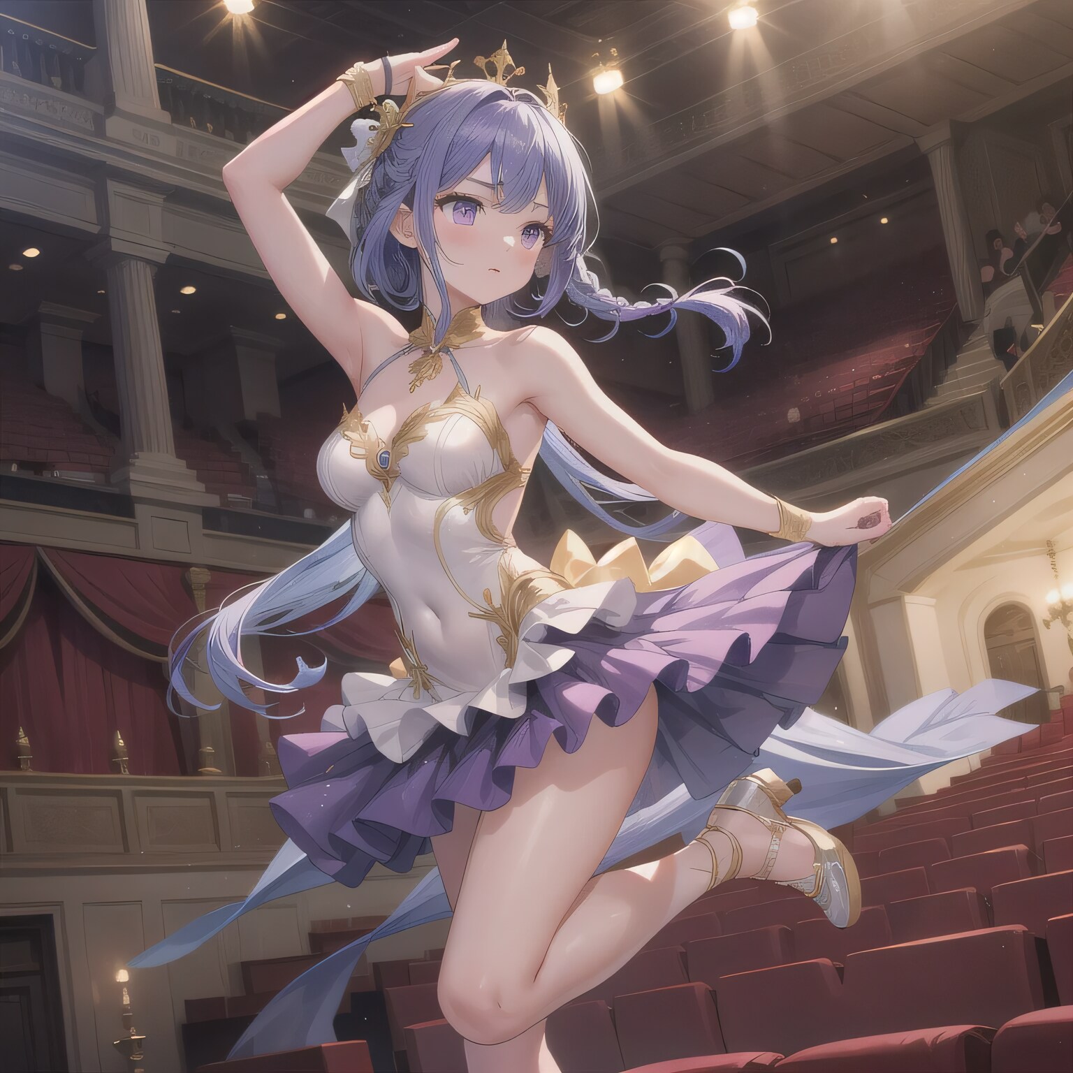 紫髪ロングで演劇の少女４ | の人気AIイラスト・グラビア