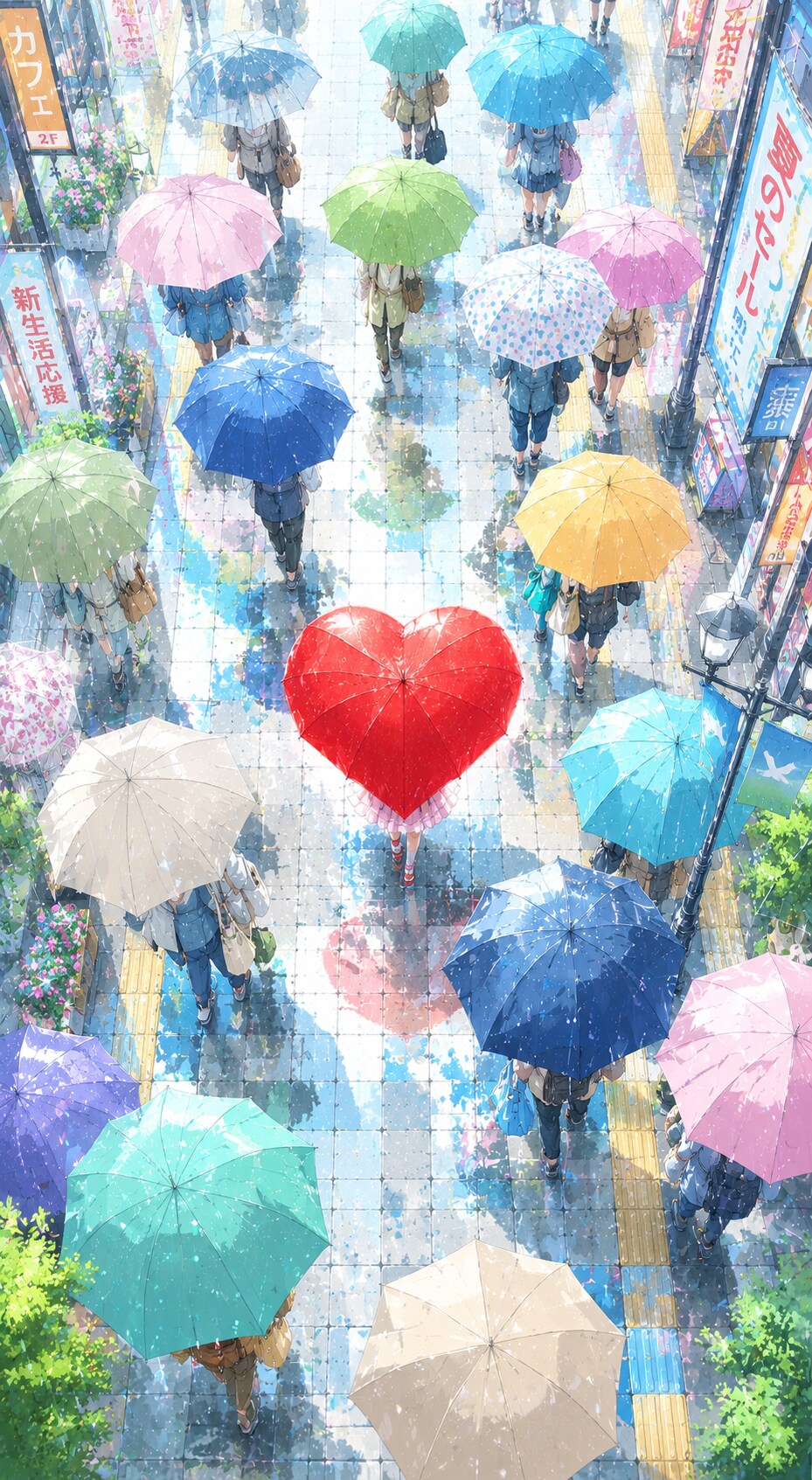 心弾む雨の街角