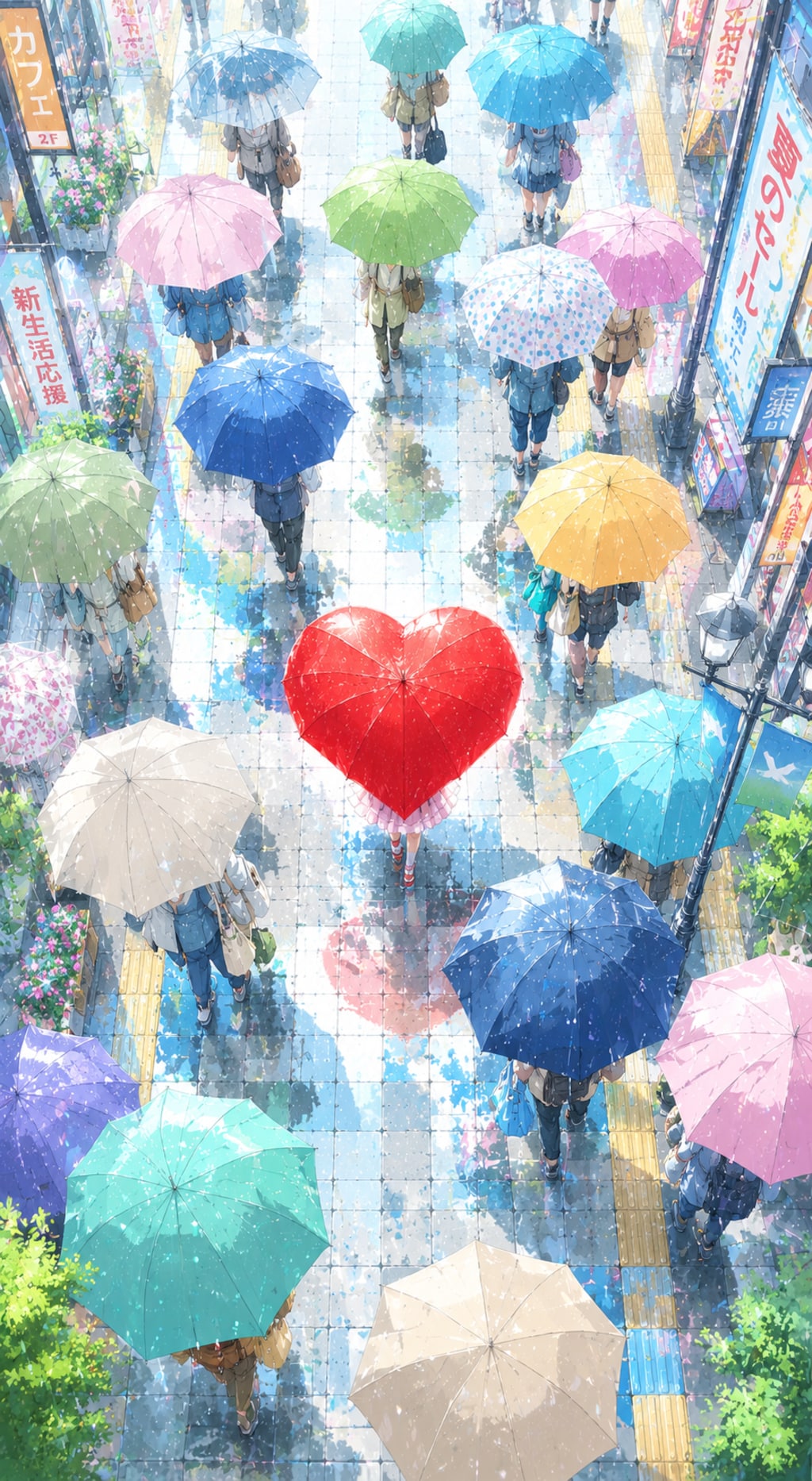 心弾む雨の街角