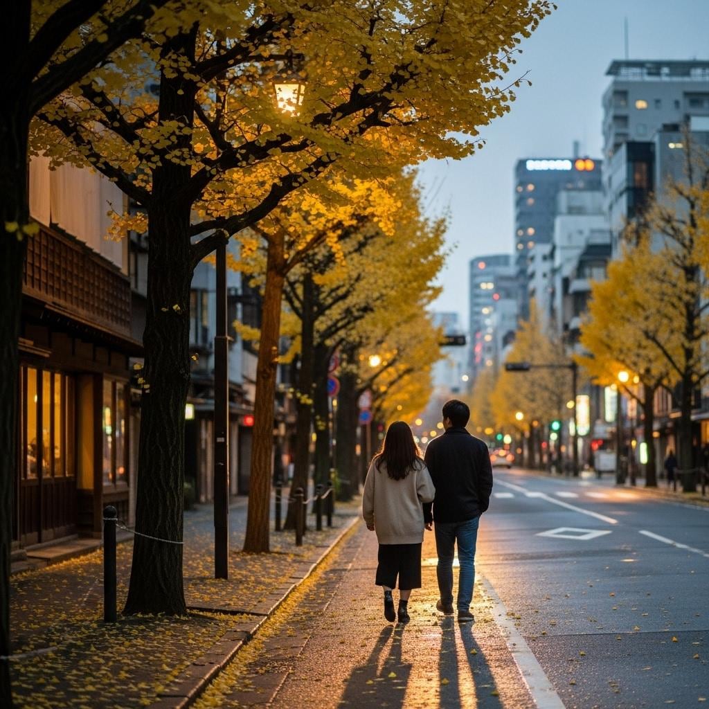 晩秋の銀杏並木