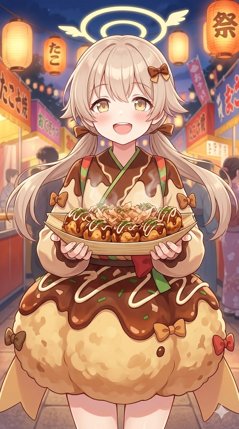 たこ焼き屋台の看板娘(妄想)【2/3】 | の人気AIイラスト・グラビア