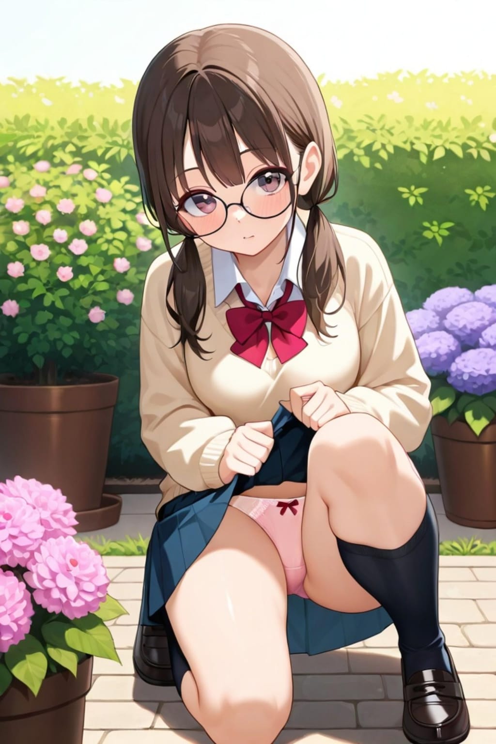 パン見せする茶髪ちゃん