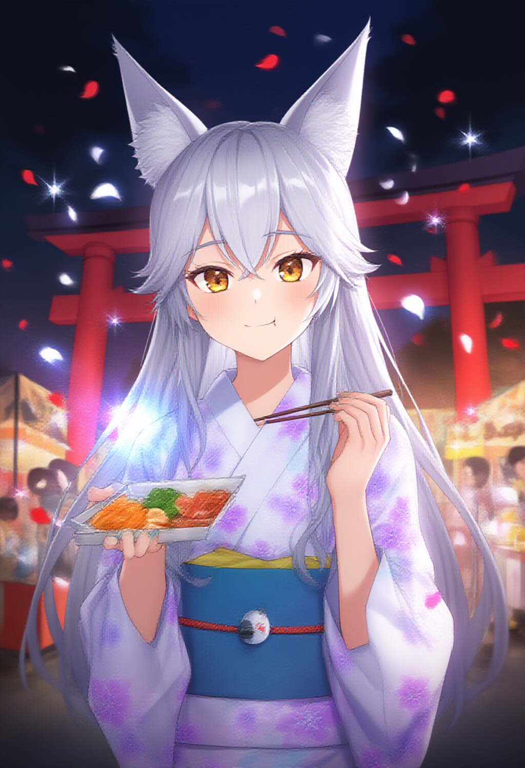 銀狐様、お祭りで買い食い