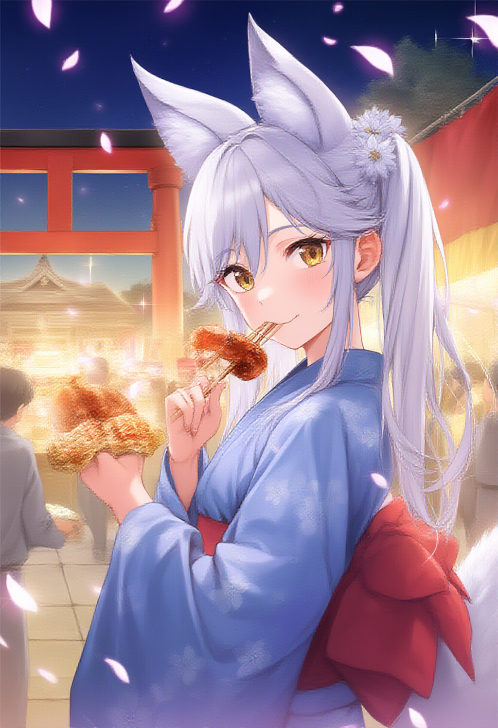 銀狐様、お祭りで買い食い