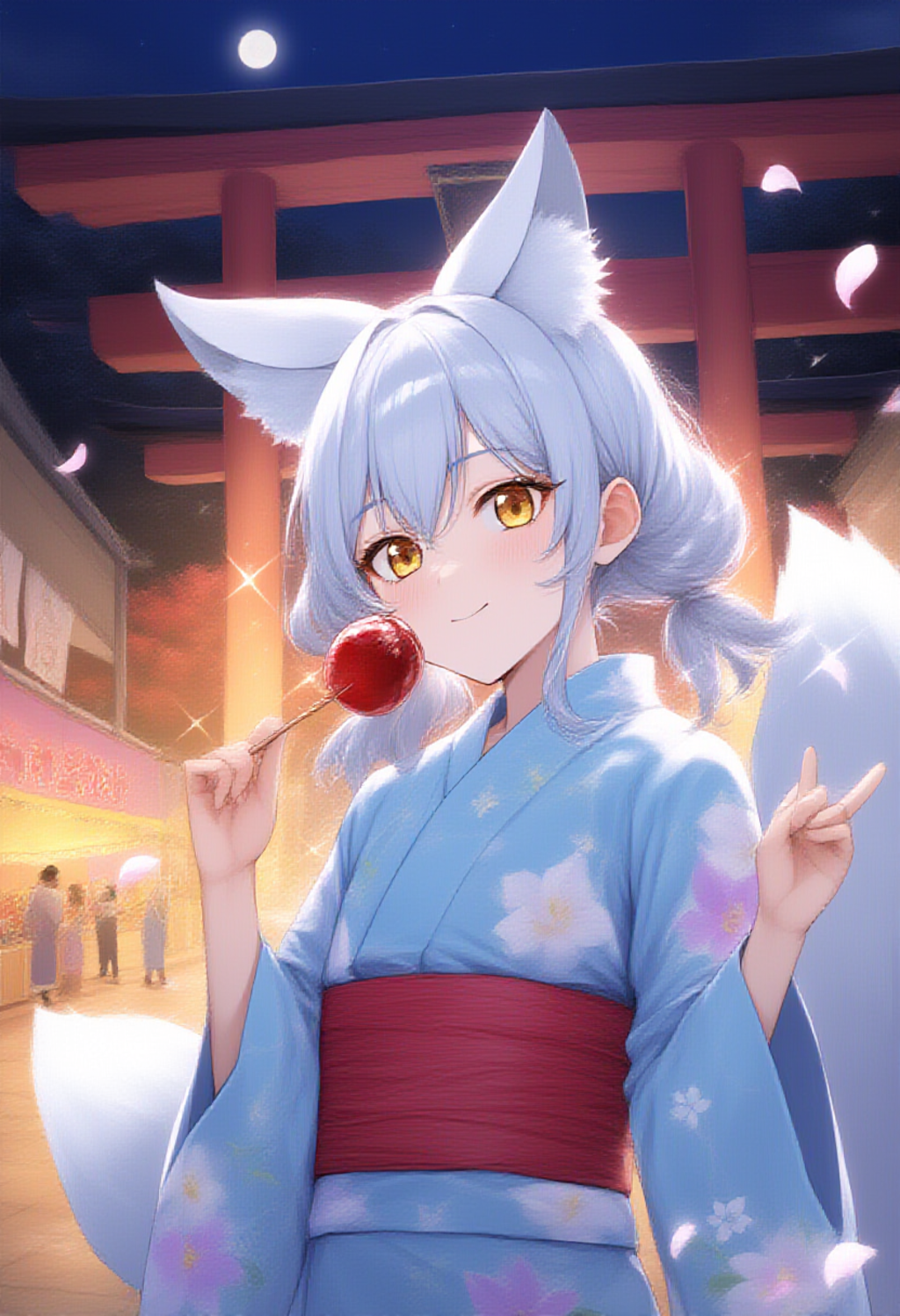 銀狐様、お祭りで買い食い