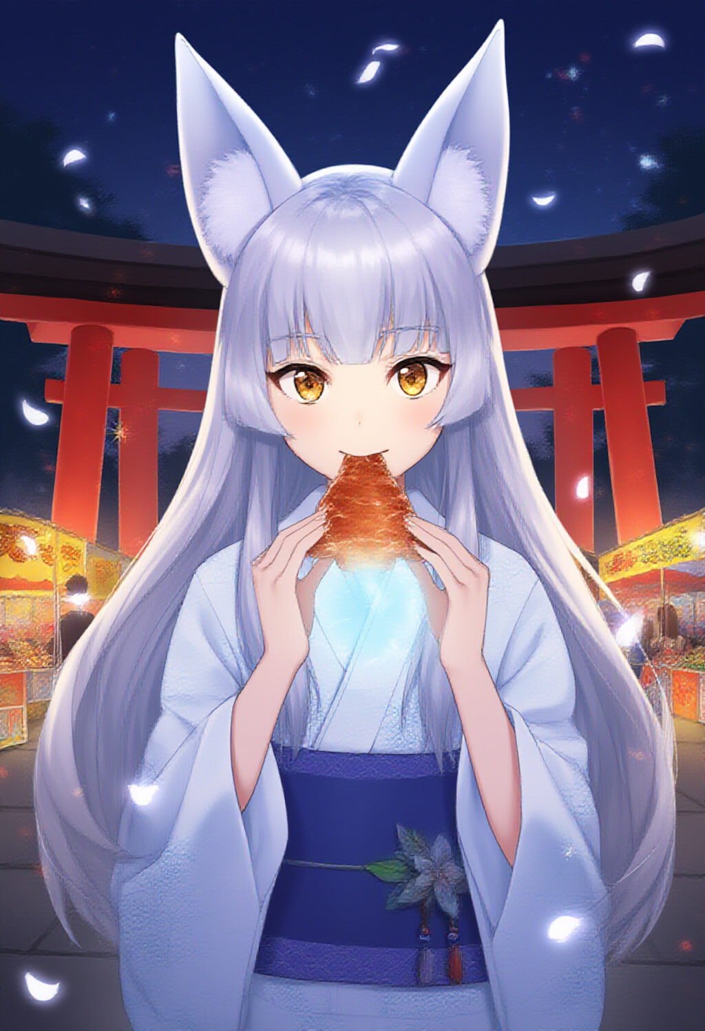 銀狐様、お祭りで買い食い