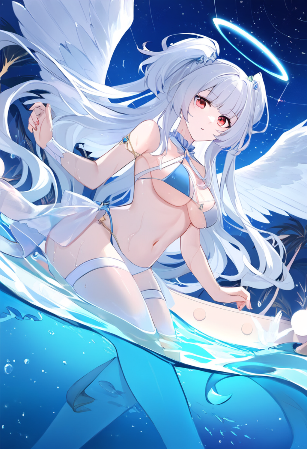 Under a vast starry sky