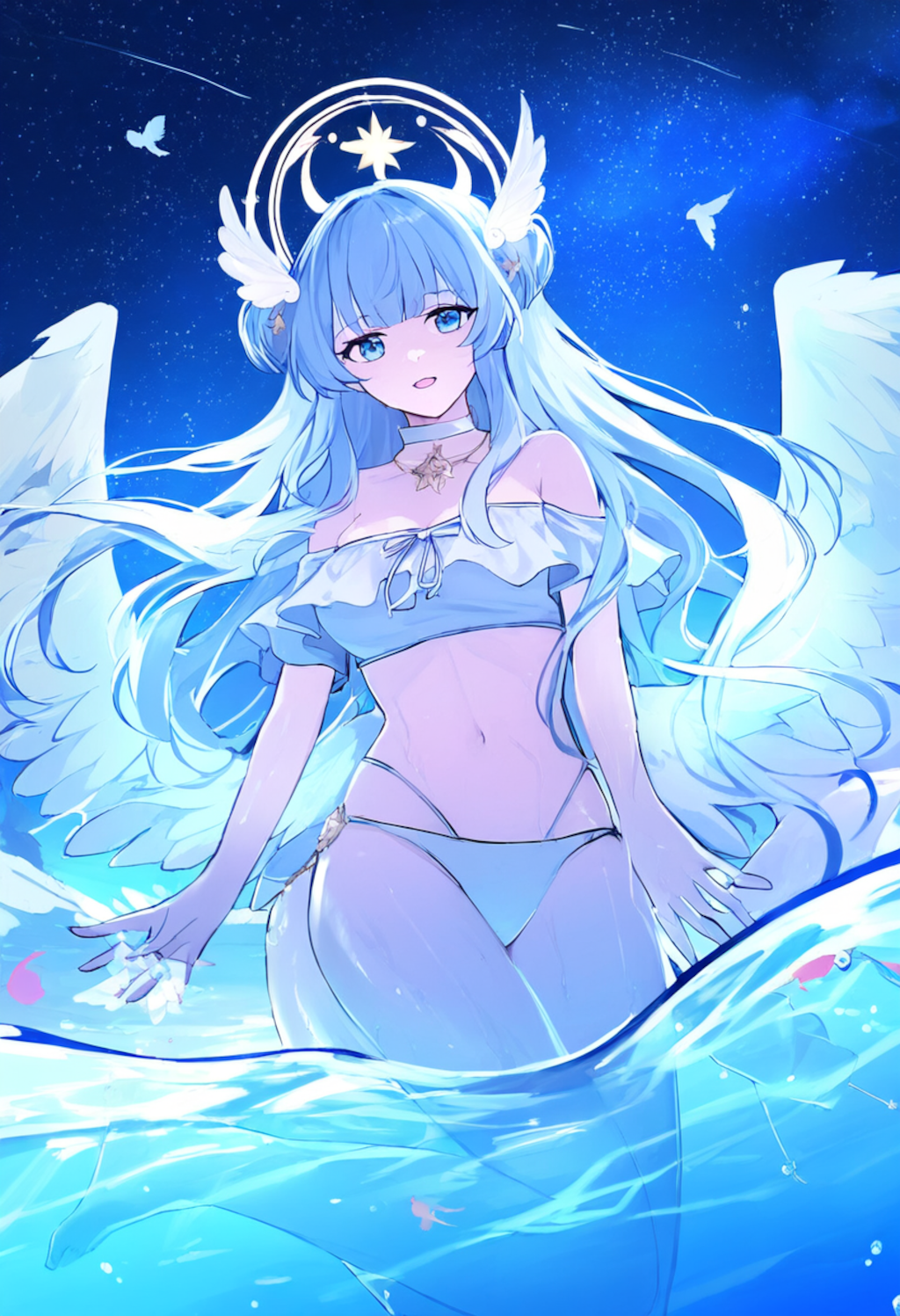Under a vast starry sky