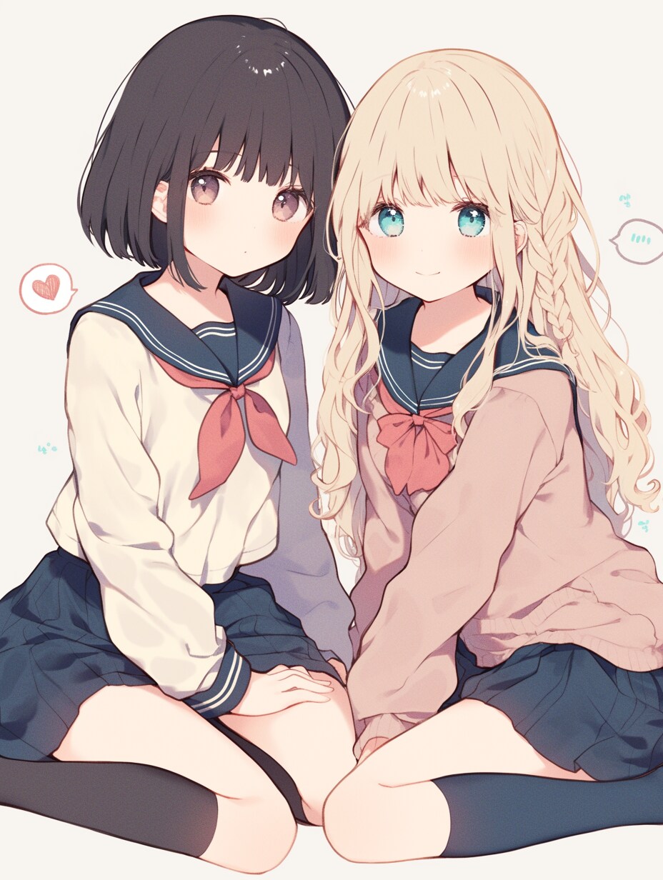 二人のJK182 | の人気AIイラスト・グラビア