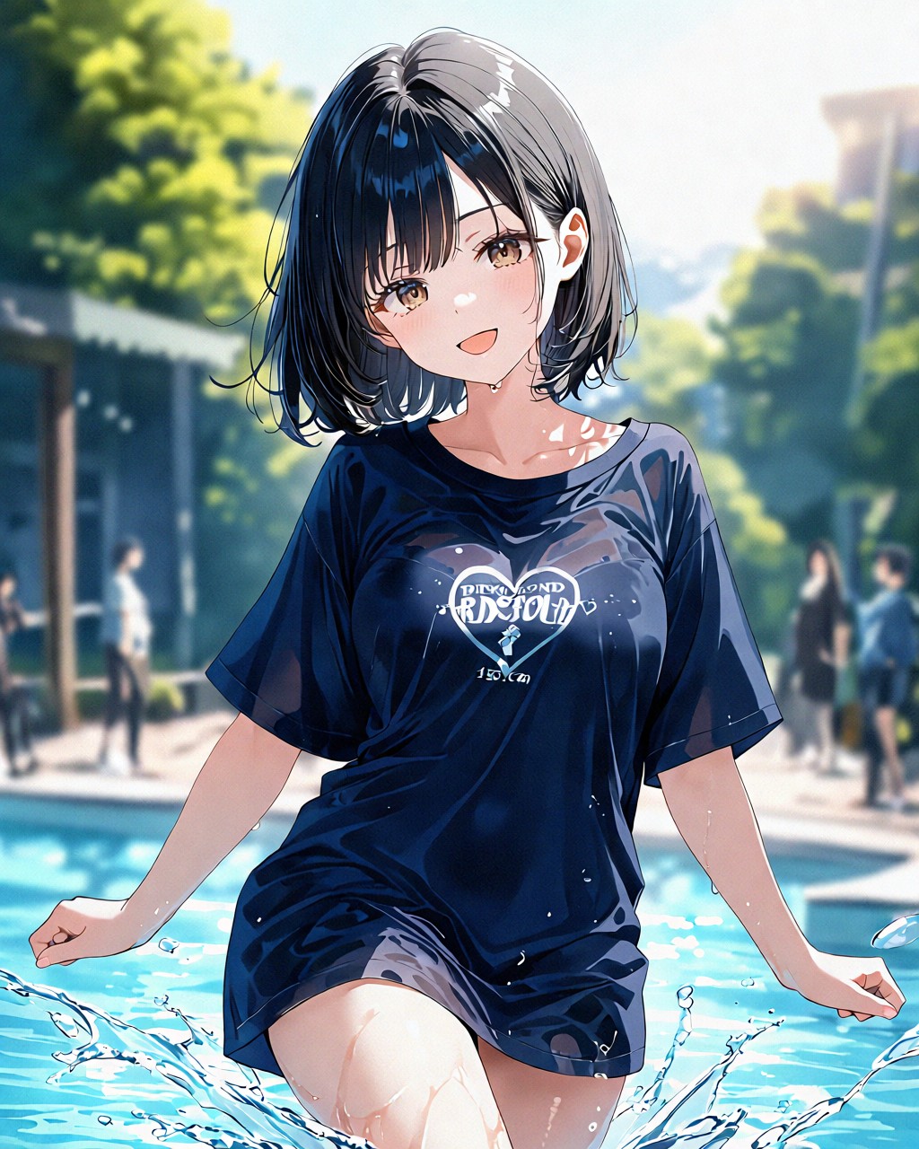 水の中で大はしゃぎ