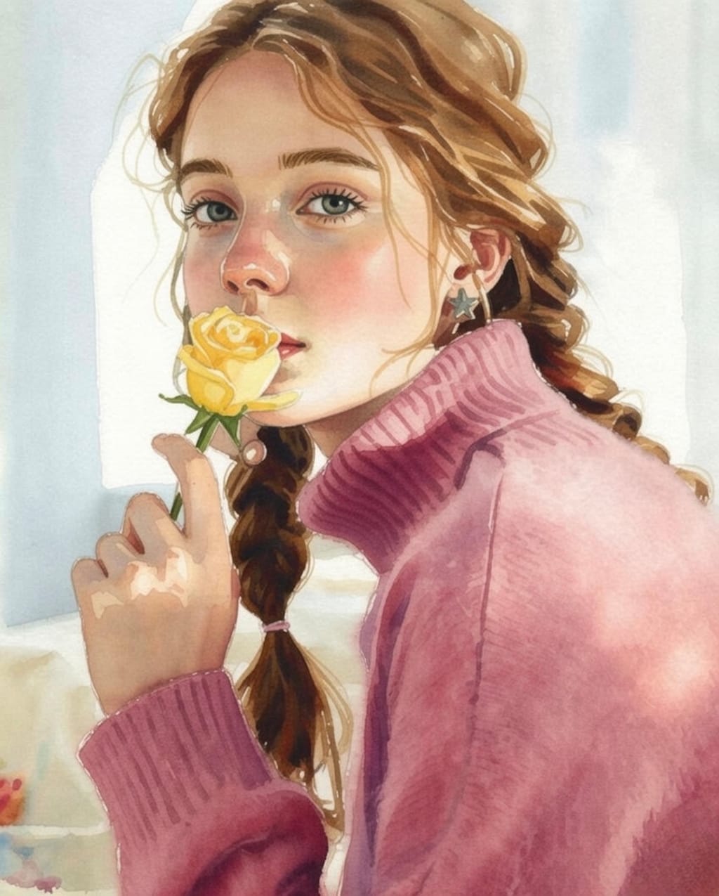 Donna che tiene una rosa