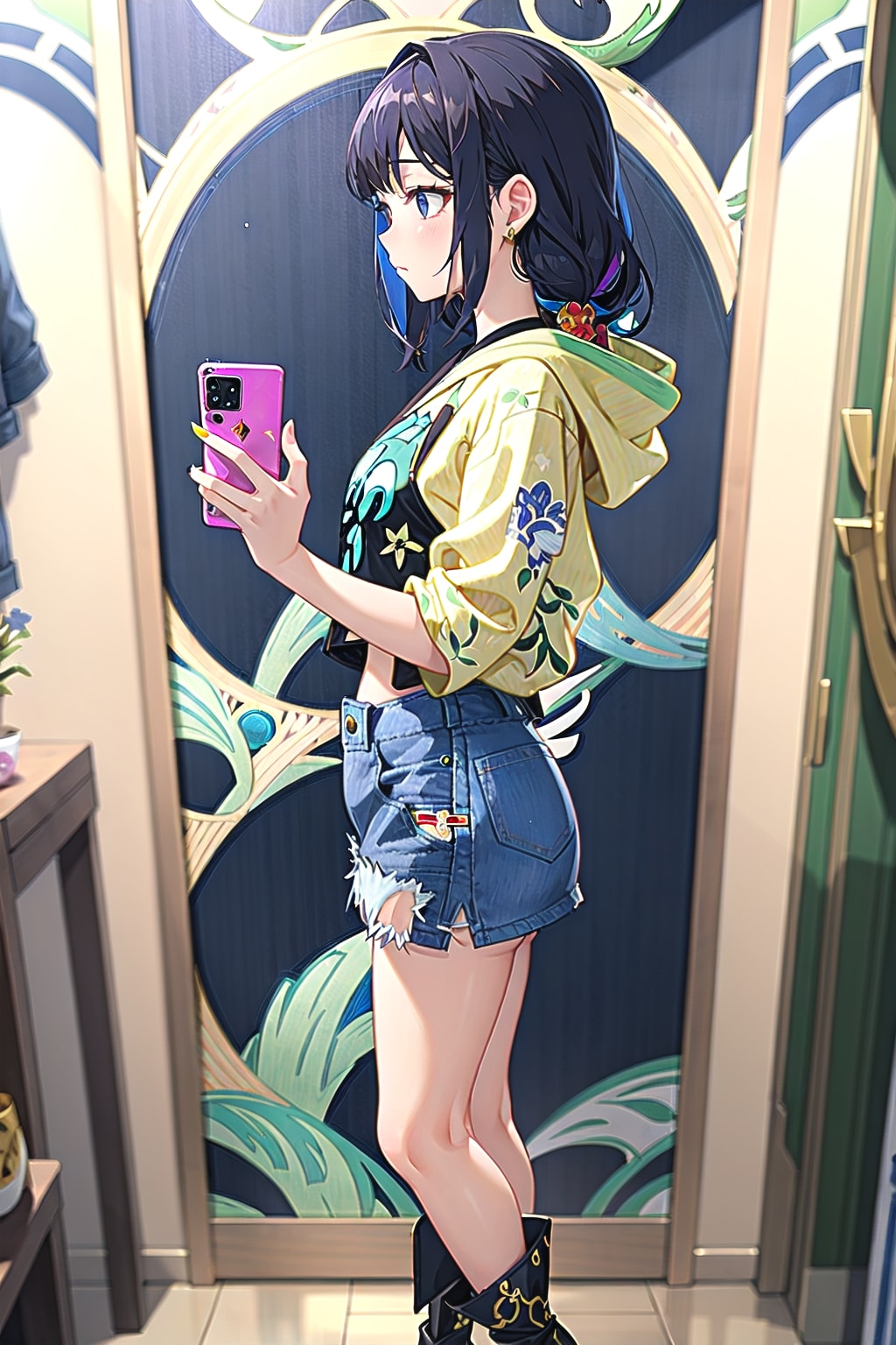 デニム少女の横顔