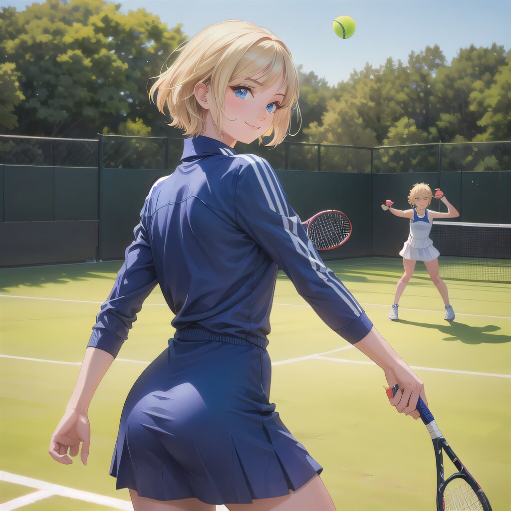 金髪ボブでテニスウェアの少女６