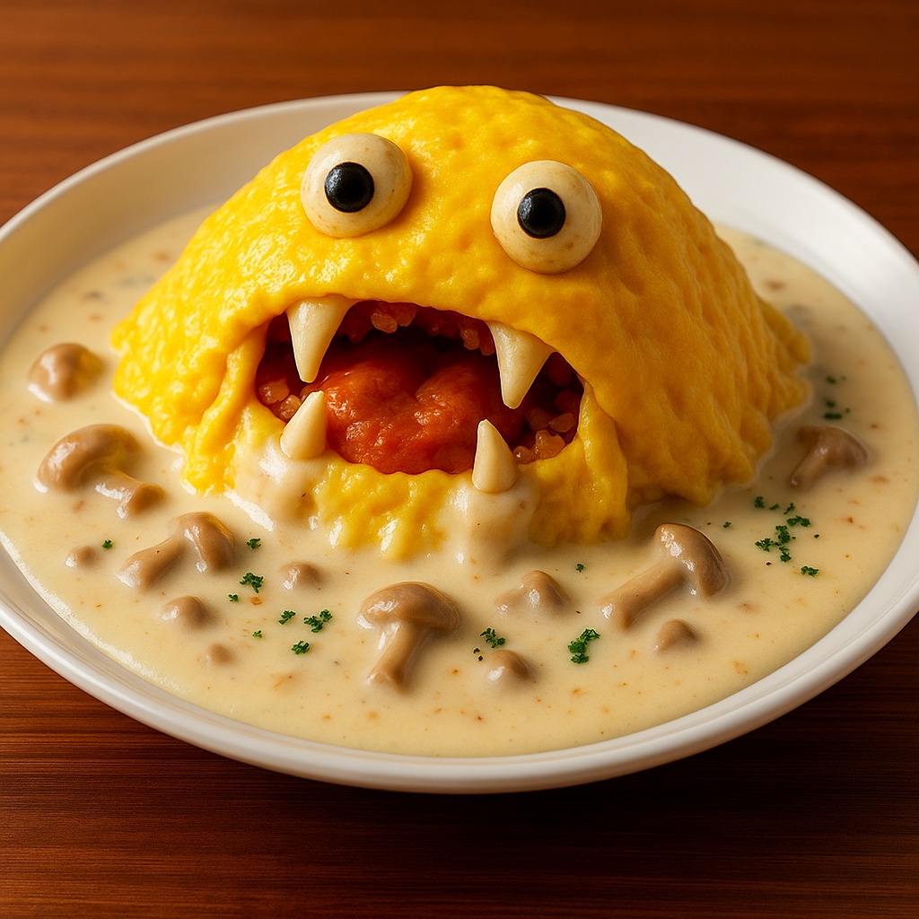 ゾンビ的外観が喚起する恐怖のシミュラークルが口腔内で一瞬にしてノスタルジア的母性のパラダイムへ転倒する そんなオムライス | の人気AIイラスト・グラビア