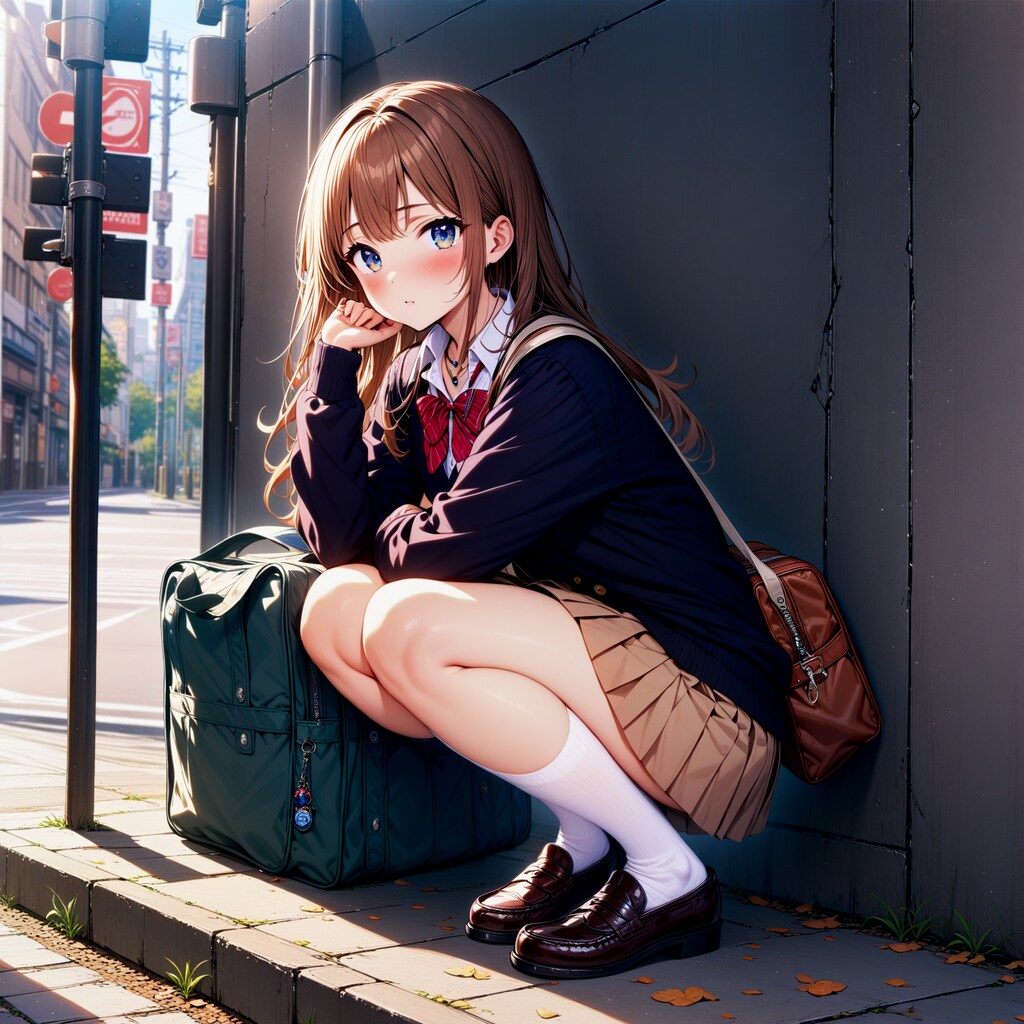 都会にたたずむ少女