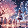 都会の夜桜 8枚目
