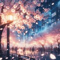 都会の夜桜 9枚目