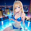 高層ホテルのインフィニティプールにて(モデル：ジェスティーナ王女) 4枚目