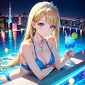 高層ホテルのインフィニティプールにて(モデル：ジェスティーナ王女) 5枚目