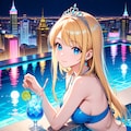高層ホテルのインフィニティプールにて(モデル：ジェスティーナ王女) 2枚目