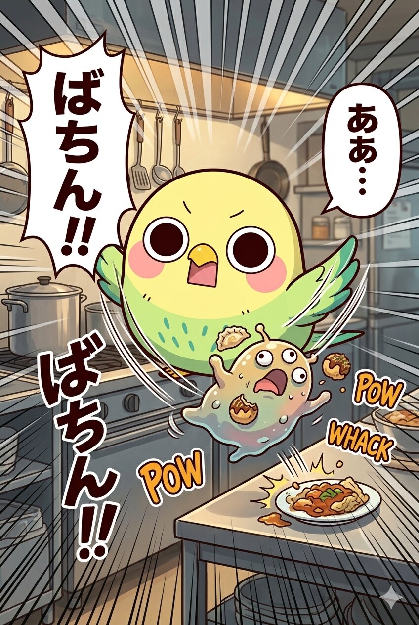 つまみ食いを咎めるえらインコっちゃ | の人気AIイラスト・グラビア