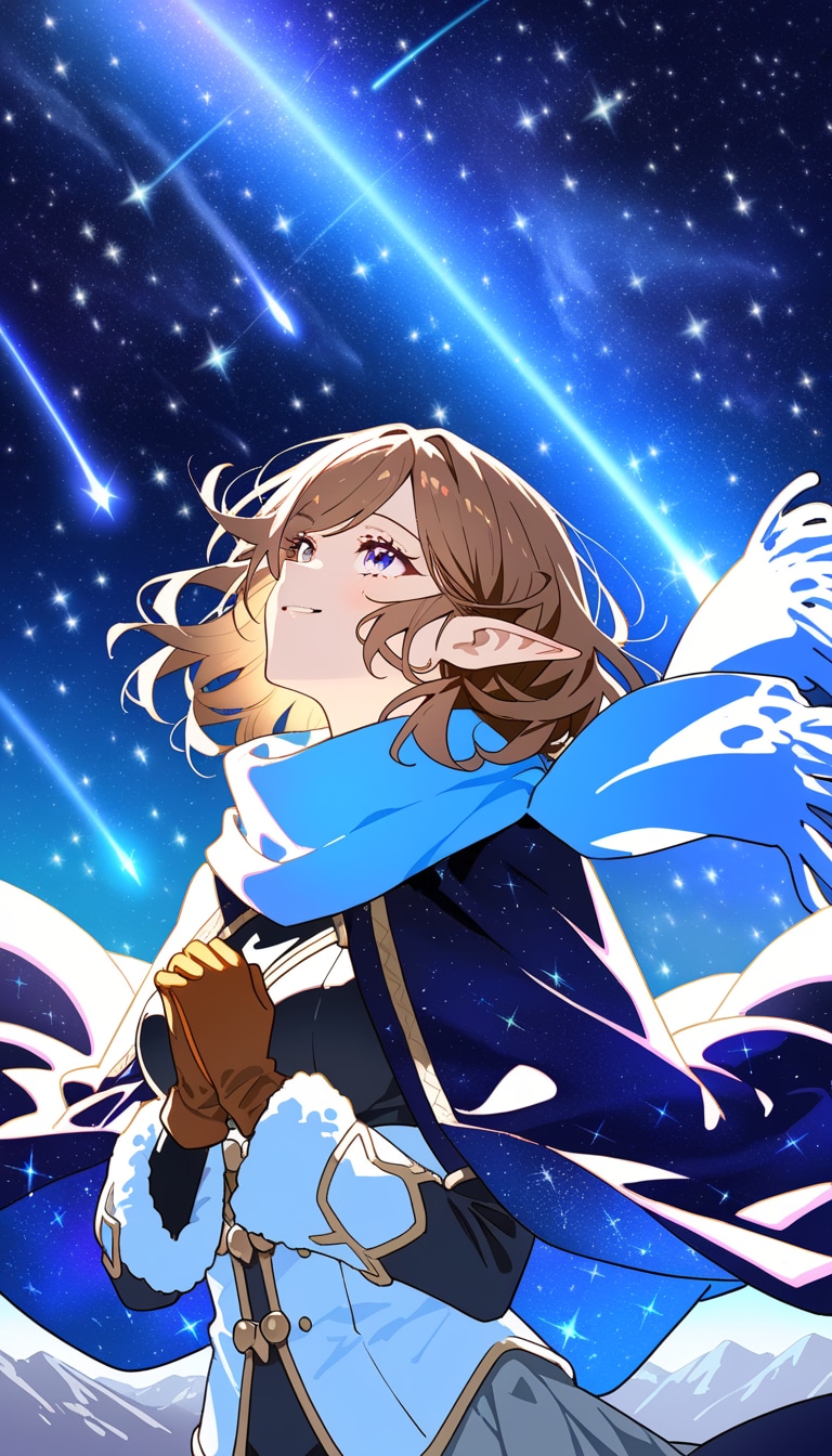 Days AI「流れ星に願いを届けるエルフ美少女」 | の人気AIイラスト・グラビア