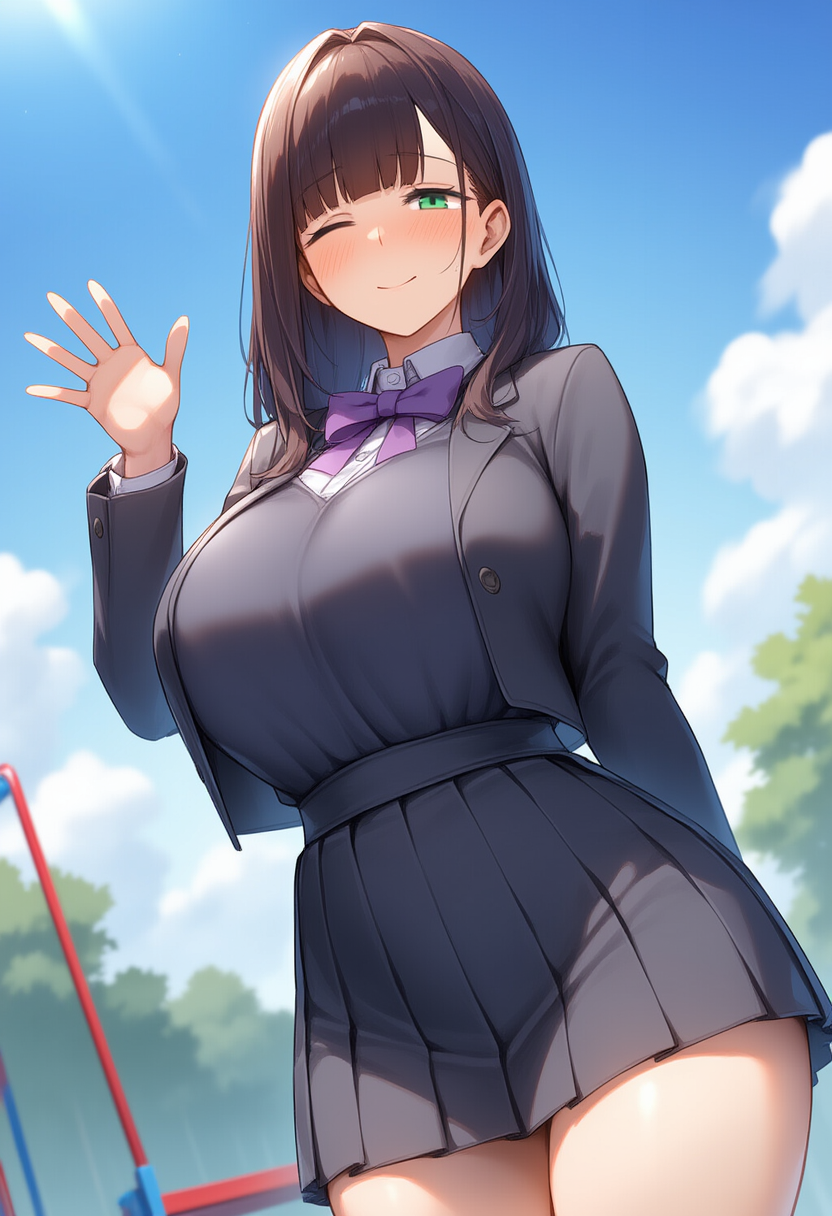 この爆乳で娘の制服は無理でしょ