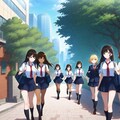ビル街の女学生 3枚目